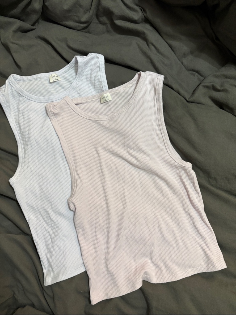 WILFRED - Ribbed Tank Tops - Light Lavender & Pale Blue (Set of 2)